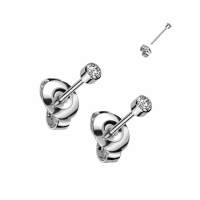 Titanohrringe mit weißen CZ-Steinen, 3 mm