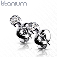 Oorbellen titanium witte CZ 3mm