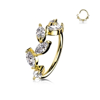 Biegbarer Ring 6 Marquise CZ Vine vergoldet 0,8X8