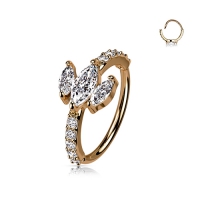 Biegbarer Ring Triple Marquise CZ Top rosévergoldet 0,8X8