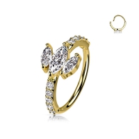 Biegbarer Ring Triple Marquise CZ Top vergoldet 0,8X8