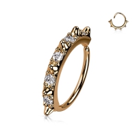 Biegbarer Ring Spikes mit CZ dazwischen rosévergoldet 0,8X8
