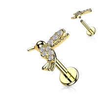 CZ Paved Kolibri Gold Farbe 1,2X6