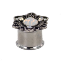 16 mm Double Flared Plug Opalitperle in Blüte