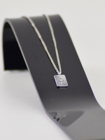 Ketting vierkante hanger hart - zilver