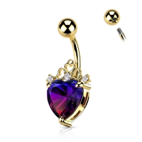 Bauchnabelpiercing Herz anmutig mit Stein vergoldet