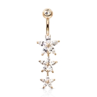 Bauchnabelpiercing Triple Marquise CZ Blumen rosévergoldet