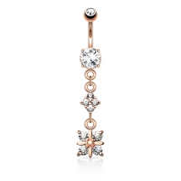 Bauchnabelpiercing Diamant mit Anhänger rosévergoldet