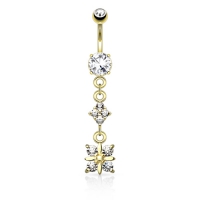 Bauchnabelpiercing Diamant mit Anhänger vergoldet