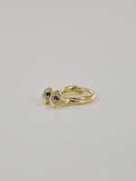 Oorring hanger blue eye - goud