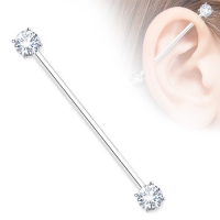 Industrial Piercing Kugel mit Edelsteinen weiß