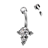 Navelpiercing titanium ball cluster sierlijk