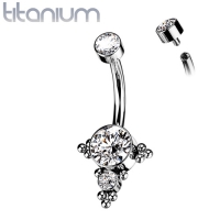 Bauchnabelpiercing Titan Stein weiß Kugel Cluster anmutig