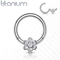 Hochwertiger Titan Clicker Front Blume mit Edelsteinen 1,2x8mm