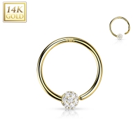 Biegbarer Ring aus 14 Karat Gold mit fester Kugel 1,2 x 10