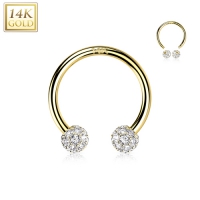 14kt Gold Hufeisen feste Kugel 1,2x8