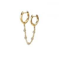 Doppelohrring mit Glitzerkette - gold