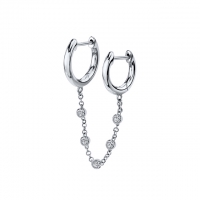 Doppelohrring mit Glitzerkette - Silber