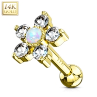 14kt Goldblume mit zentralem Opal 1,2x6