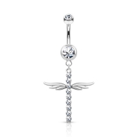 Bauchnabelpiercing Kreuz mit Flügeln