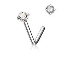 Nasenpiercing L-Bend Top 3mm weißer Stein