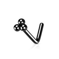 Nasenpiercing L-Bend Top Cluster schwarz
