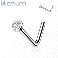 Nasenpiercing L-Bogen Titan Top weiß 2 mm
