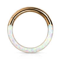 Piercing hochwertiger Opal Frontclicker rosévergoldet 1,2x10