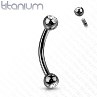 Titanpiercing runde Basis mit Stein 1,2x8 schwarz