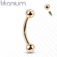 Titanpiercing runde Basis mit Stein 1,2x8 Roségold
