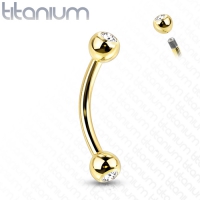 Titanpiercing runde Basis mit Stein 1,2x8 gold
