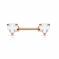 Brustwarzenpiercing Herz weiß rosévergoldet 16mm