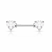 Brustwarzenpiercing Doppelherz weiß 16mm