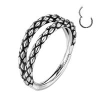 Piercing Hochwertiger Doppelring Oxidierte Eidechsenhaut 1,2x8