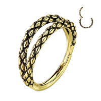 Hochwertiger Doppelring aus oxidierter Eidechsenhaut, 1,2 x 8 Zoll, goldfarben