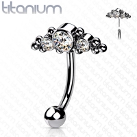 Piercing Titan mit 3 CZ und Kugelclustern