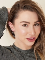 Dubbele oorring glamour - zilver