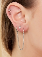 Dubbele oorring glamour - zilver