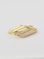 Oorbellen rechthoek met glitters klein - goud
