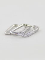 Oorbellen rechthoek met glitters klein- zilver
