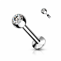 Piercing weißer Stein klein 1,2x10