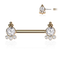 Piercing elegante 4 Kugeln und Cluster beidseitig rosévergoldet
