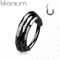 Piercingring Titan Triple Lined Faceted schwarz