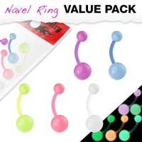 Vorteilsset Bauchnabelpiercing 5er Sortiment Glow in the Dark