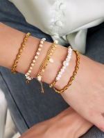 Armband met parels en cirkels - zilver
