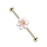 Industrial Piercing vergoldet Blume