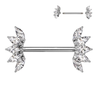 Brustwarzenpiercing 5 Marquise-Kristalle Fächerenden