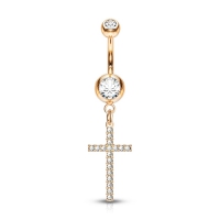 Bauchnabelpiercing Anhänger Kreuz rosévergoldet