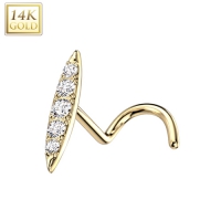 Nasenpiercing aus 14 Karat Gold mit Pavé-Steg