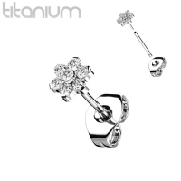 Weiße Ohrringe aus Titan mit Blumenspitze